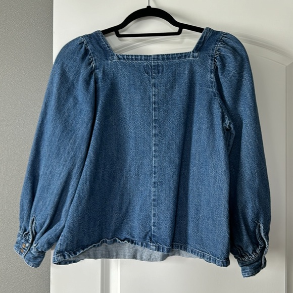J Crew denim shirt, square neck -size small - Picture 3 of 5